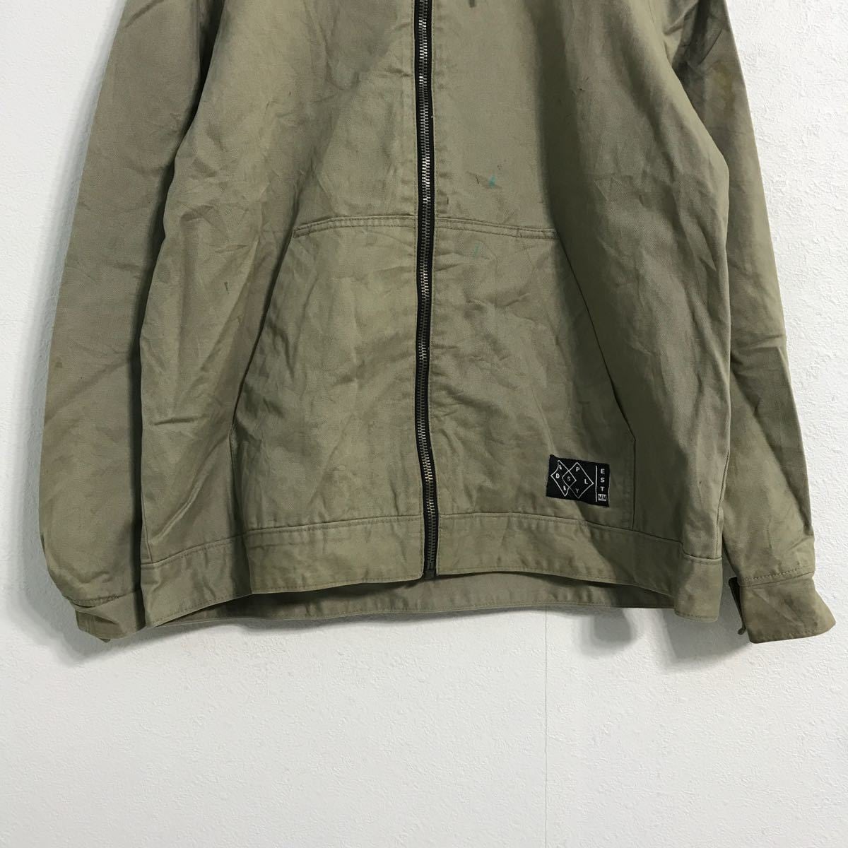 H&M ジップアップ コットン ジャケット L カーキ フード 古着卸
