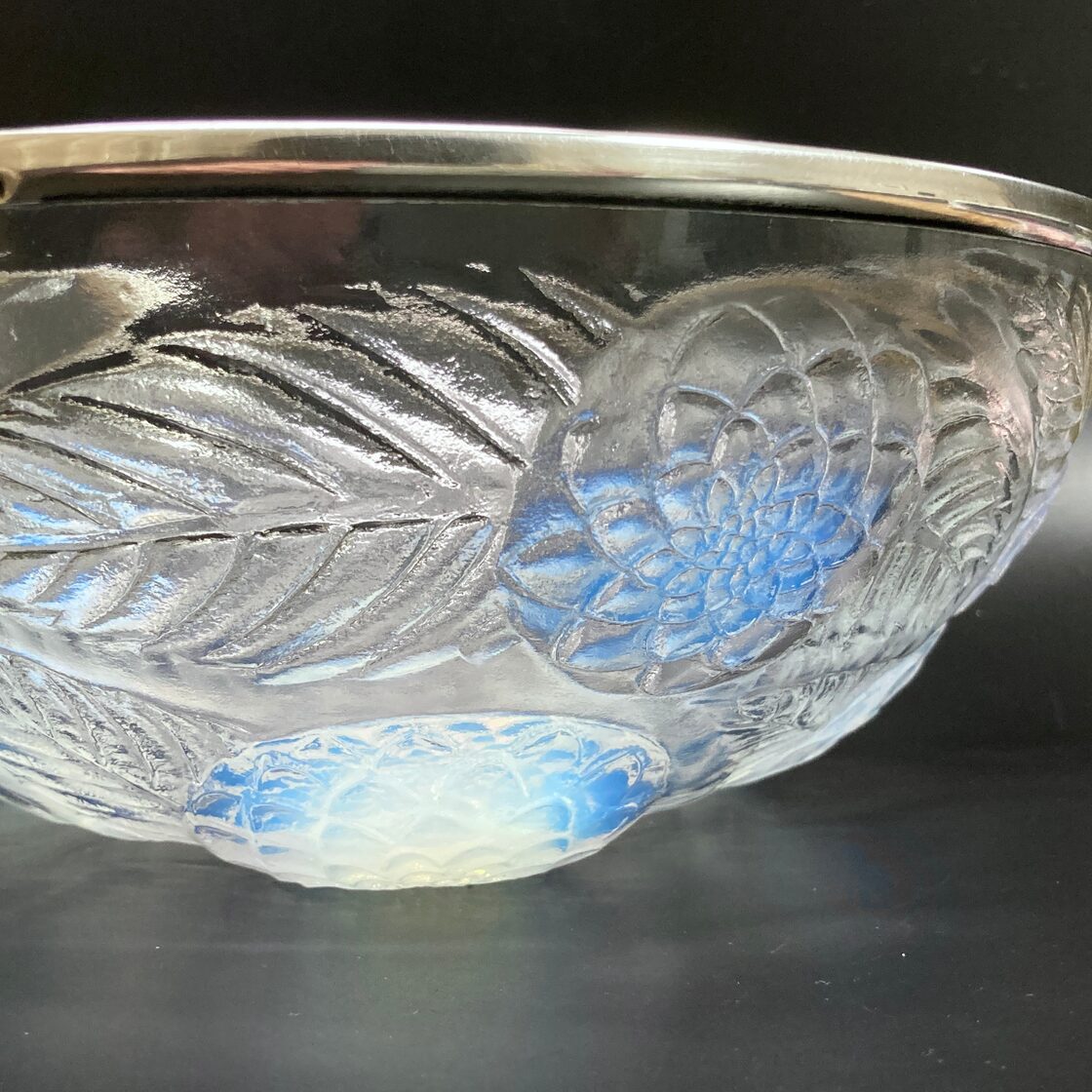 R.LALIQUE ルネ・ラリック 菊紋硝子鉢 ボウル「Dahlias」ダリア 24cm 