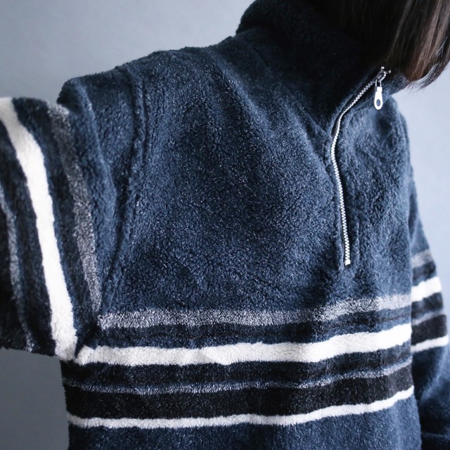good coloring line design boa fleece half-zip pullover