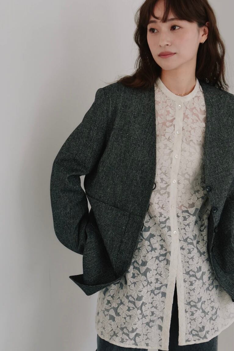 ジャケット・アウター hella silknep collarless jacket 楽天市場】【即納】 ヘラ Hella 25秋冬 silk nep collarless