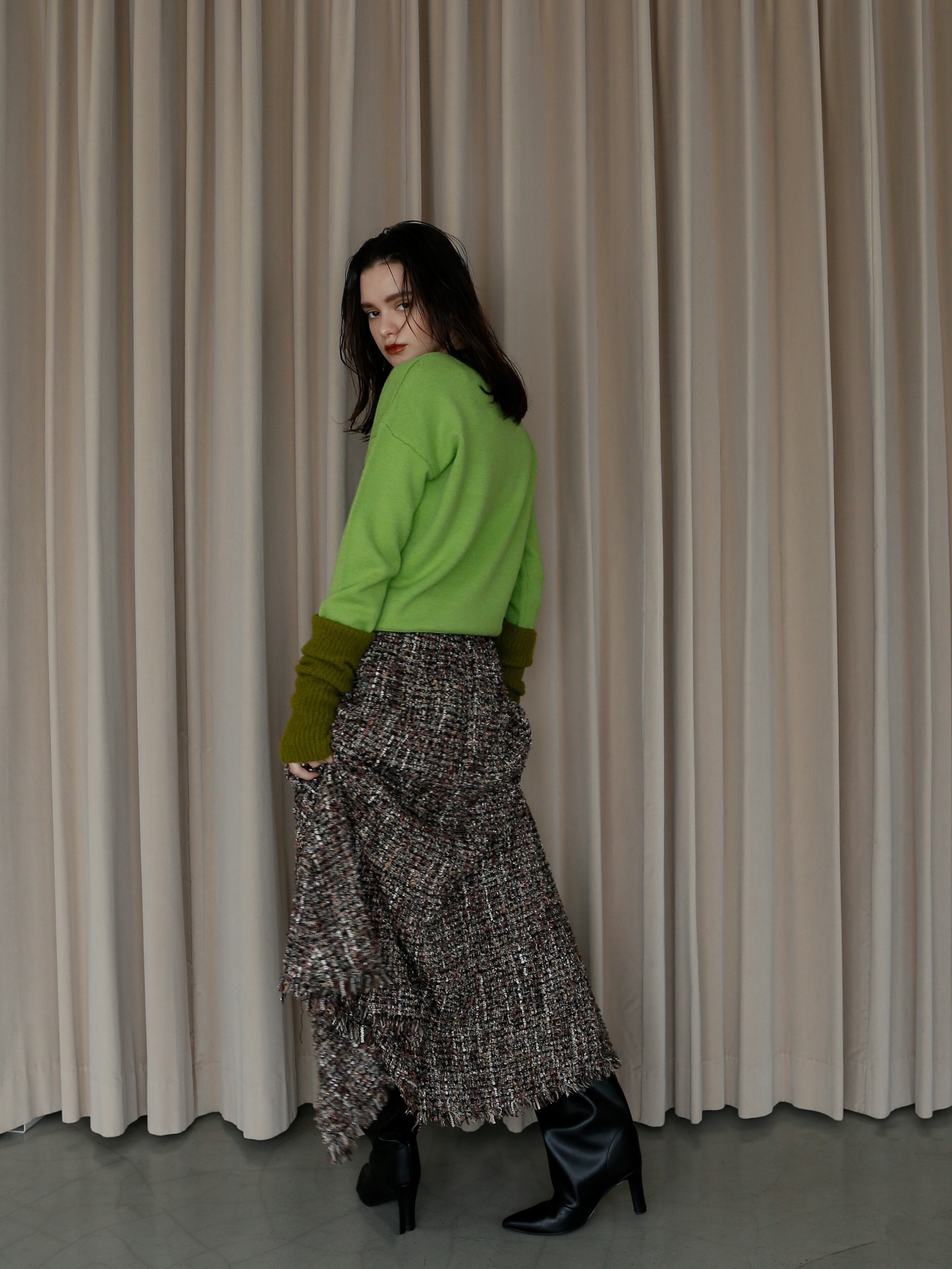 tweed volume long skirt（brown） | Cara by Katrin TOKYO