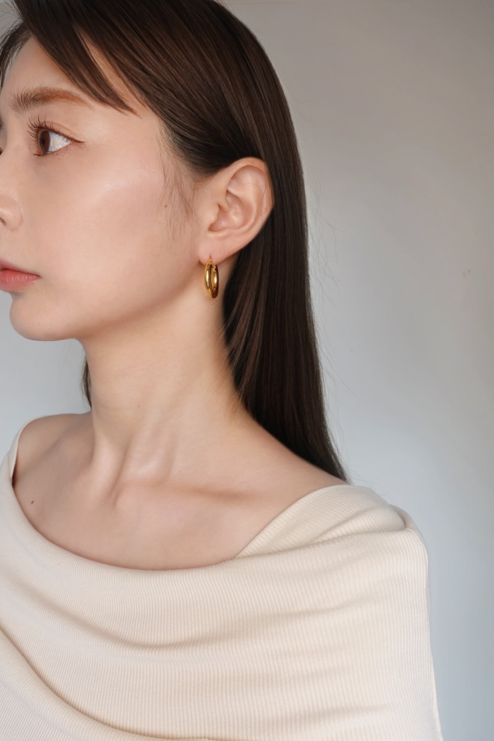 CREA 24KGP Mid Chubby Hoop Pierce フープピアス 24KGP] Mid Chubby Hoop Pierce / 24mm | 金属アレルギー対応の