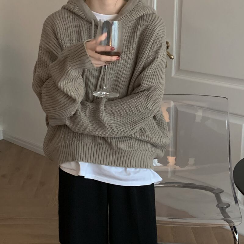 セーター フードスプリング 春物 ブラックストロベリース70850215460