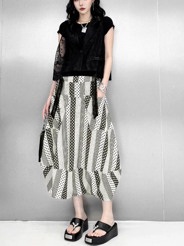 Dot 2-way transforming cocoon skirt [T2896] | Lilie