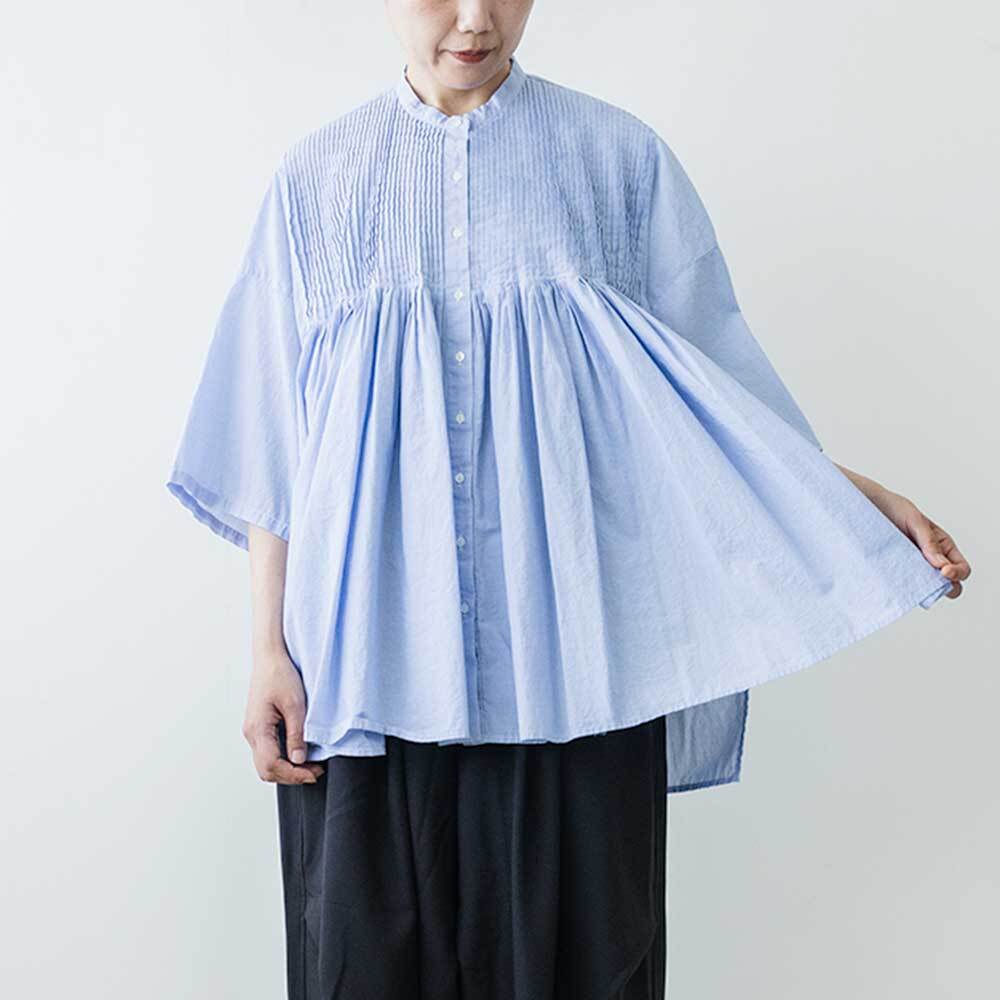 mizuiro ind スタンドカラーピンタックシャツ