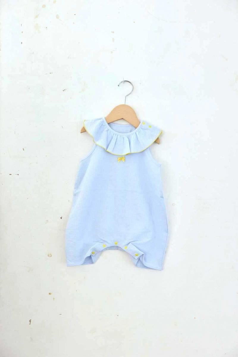 【26SS】KOQUELIKO(コキュリコ)Kana rompers mizuiro(XXS/XS)ロンパース 水色 ライトブルー