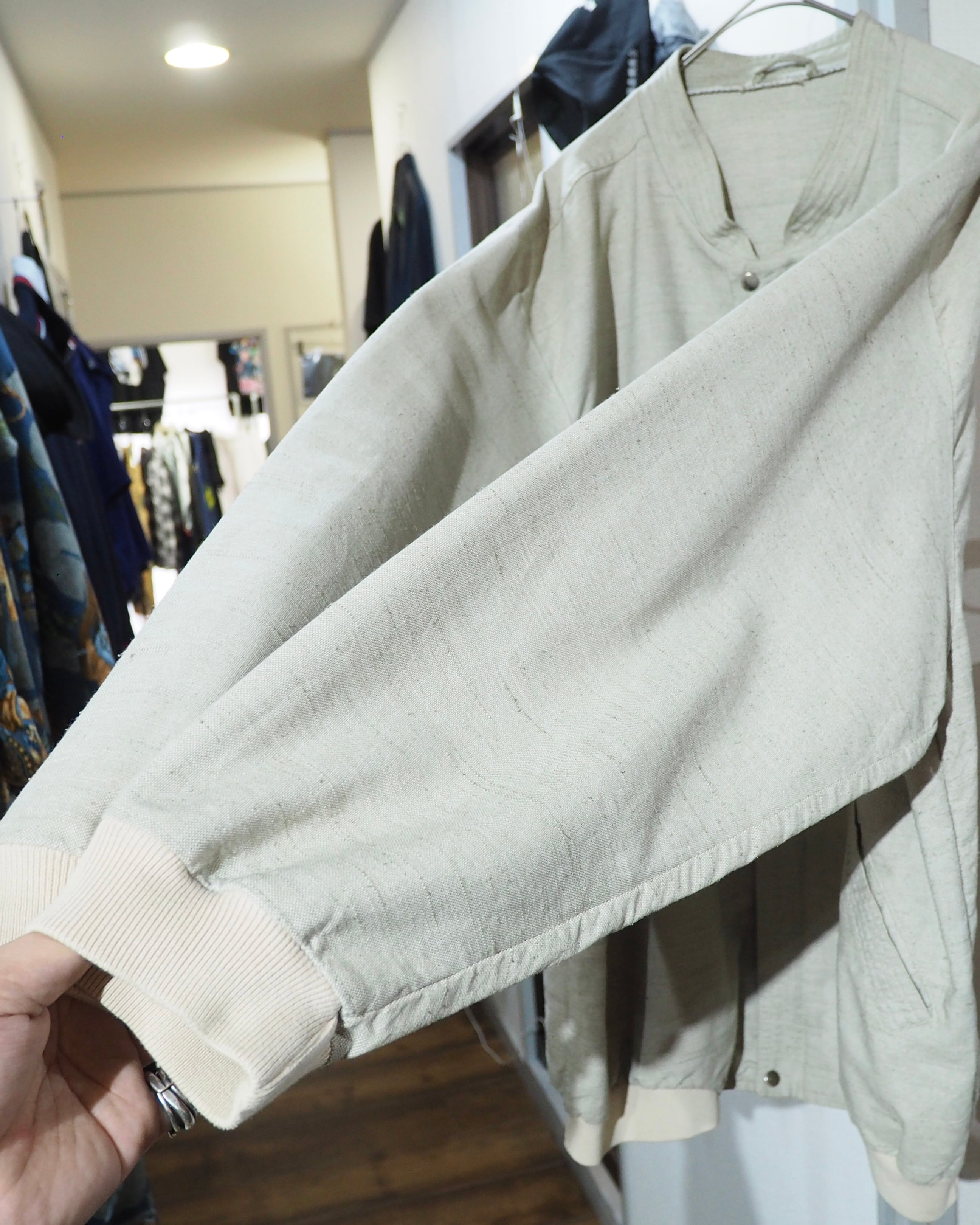 ” 無垢 ” Ecru White Color vintage Over silhouette No collar jacket