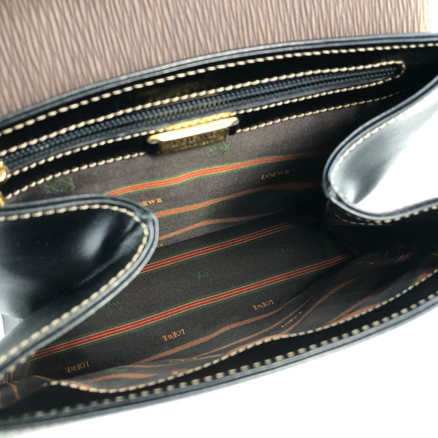 LOEWE ロエベ ベラスケス メタルハンドル レザー 2way ハンドバッグ ショルダーバッグ ブラック×ブラウン vintage ヴィンテージ オールド zpbizw