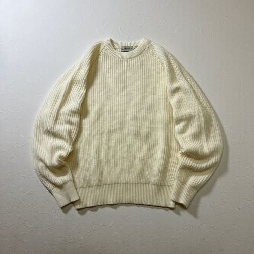 90s ST.JOHN'S BAY　アクリル　ニット　プルオーバー　セントジョンズベイ 生成り　XL 古着