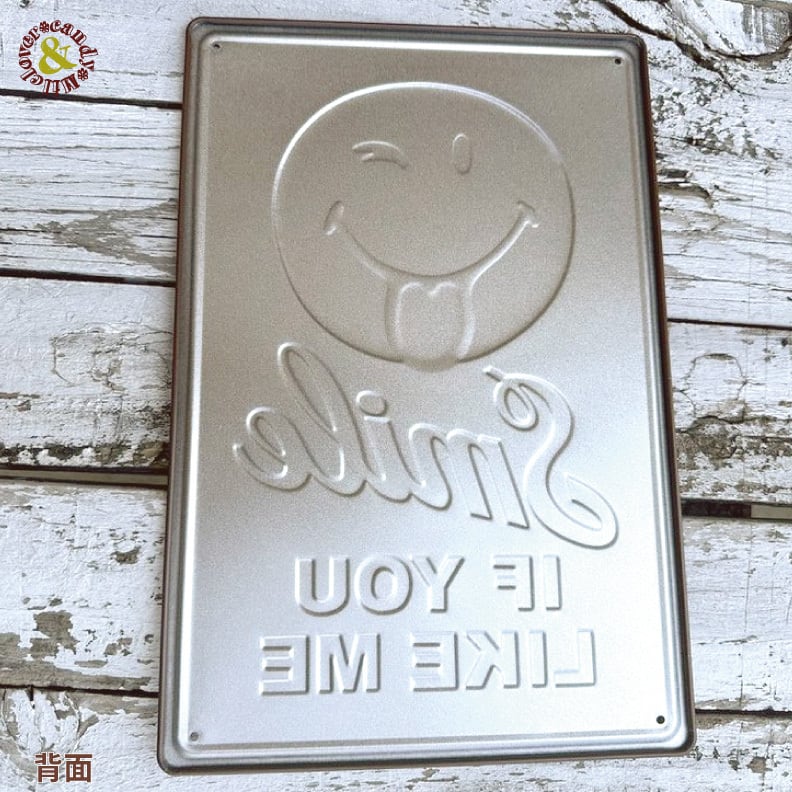 アンティーク エンボス サインプレート スマイル SMILE / インテリア