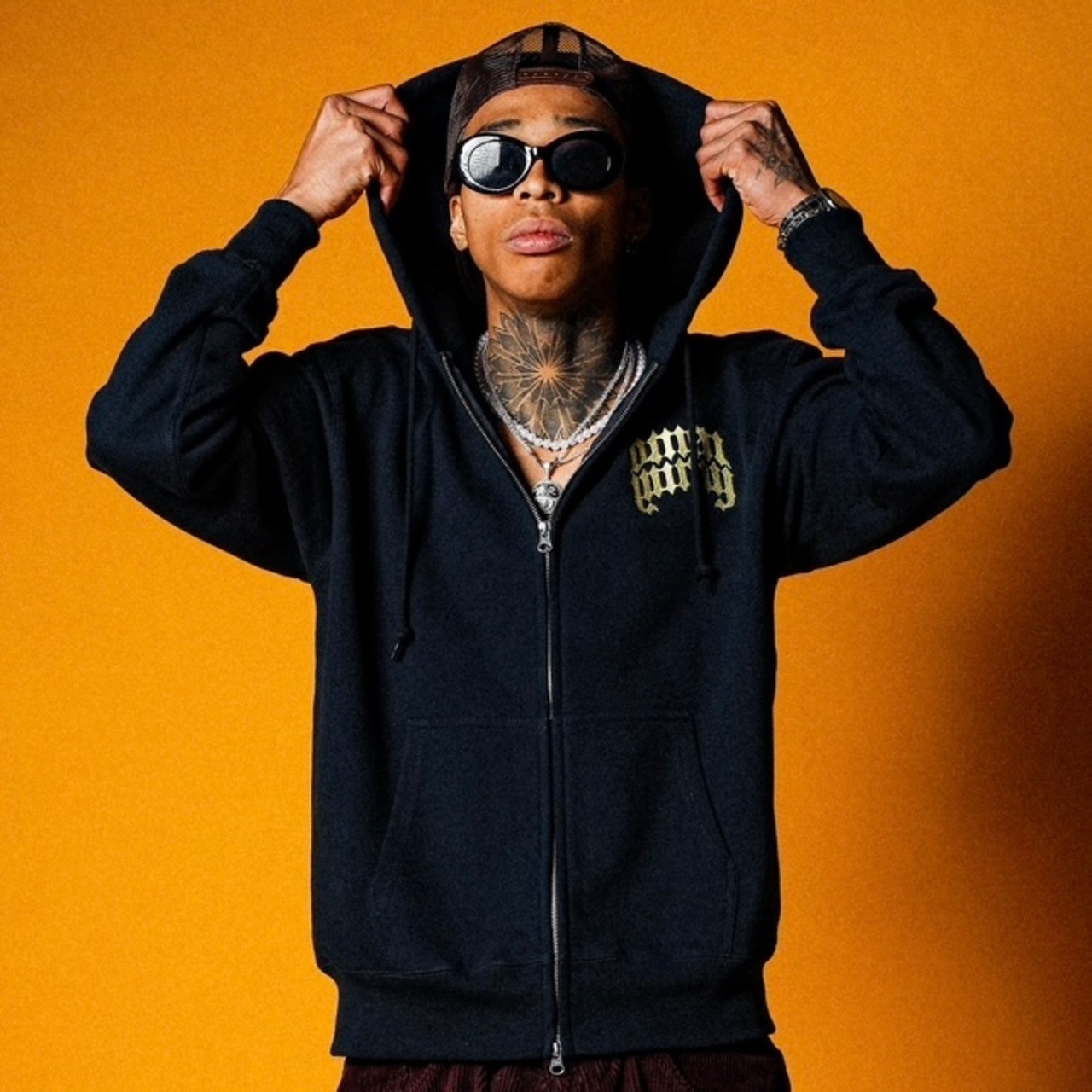 BLACK LETTER LOGO HEAVYWEIGHT ZIP HOODIE