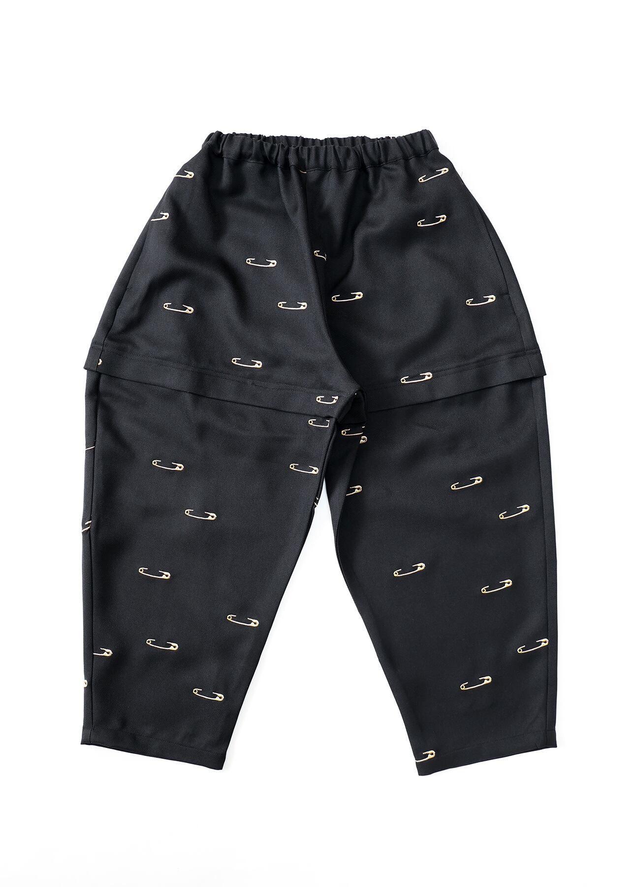 【26AW】michirico(ミチリコ)Safety pin embroidery pants ブラック(M)パンツ 安全ピン