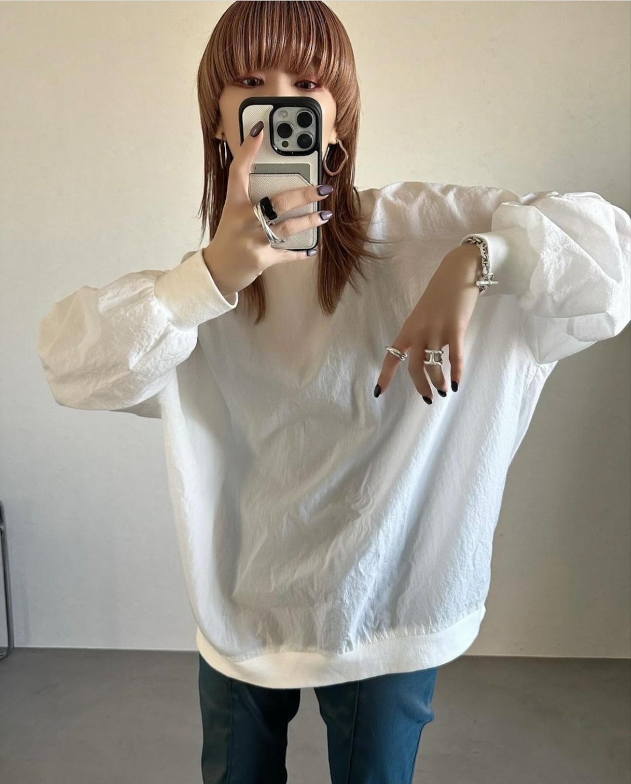 nylon crew neck PO/white