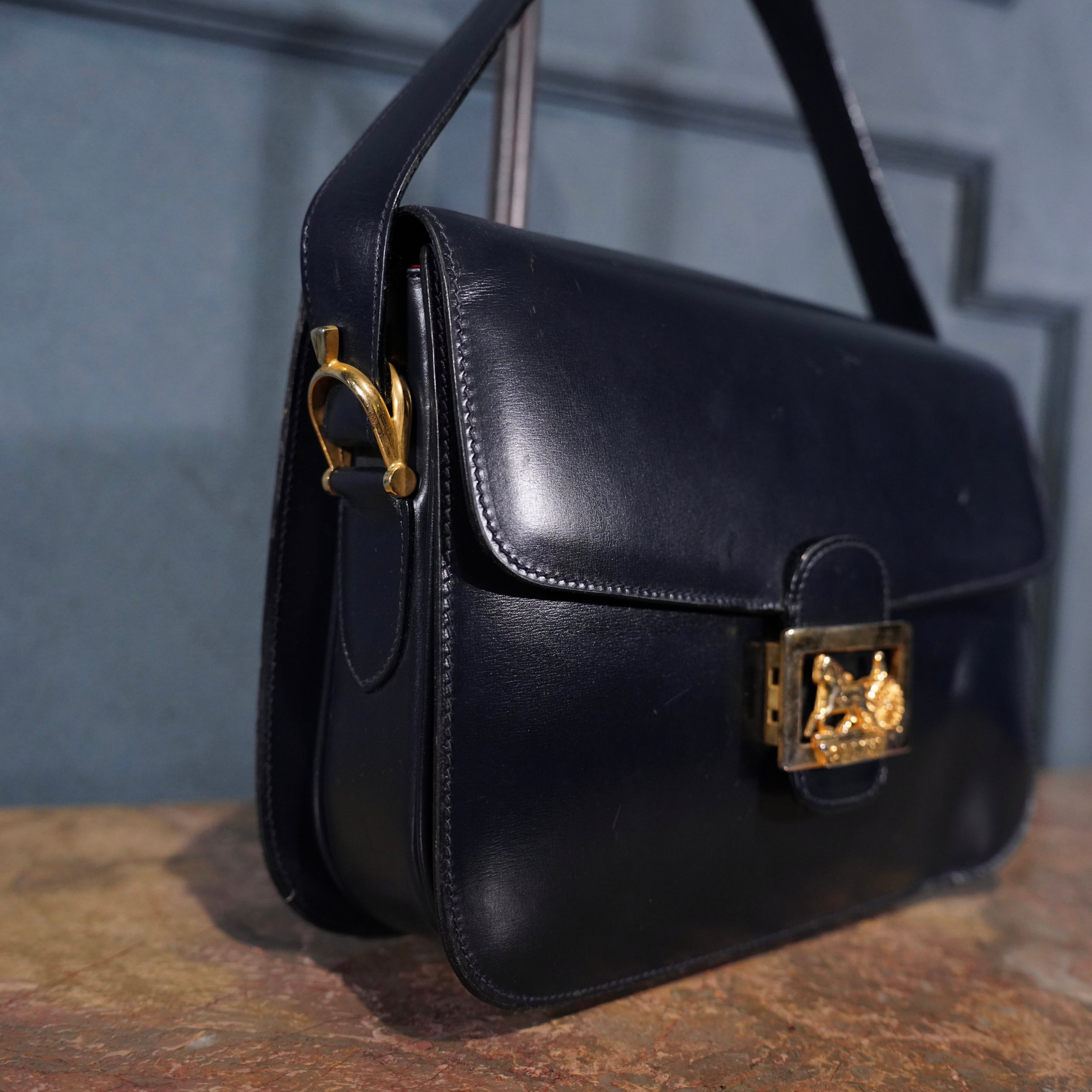 CELINE CARRIAGE LOGO DESIGN LEATHER SHOULDER BAG/オールドセリーヌ