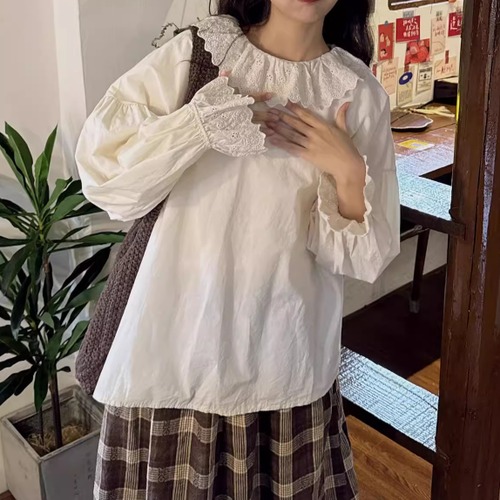 3色／スカラップレースカラーブラウス ・8831