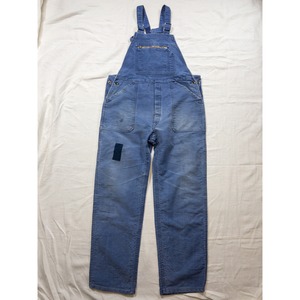 【1960s】"Le Mont St Michel" French Blue Faded Moleskin Overall