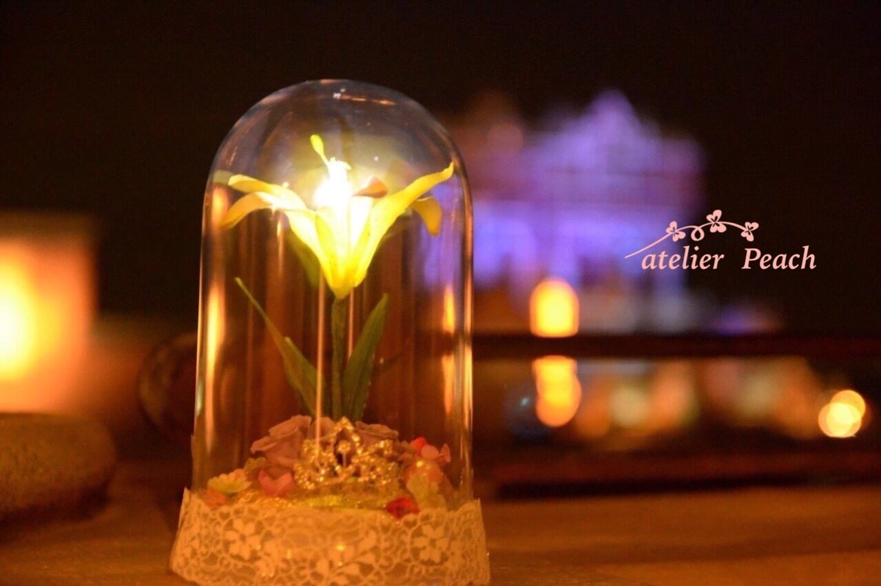 光る黄金の花』アクリルドーム ティアラ付き | アトリエpeach