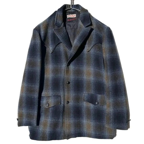 Weather Jack - Made in USA Vintage Ombre Check Western Wool Jacket [1960s-]