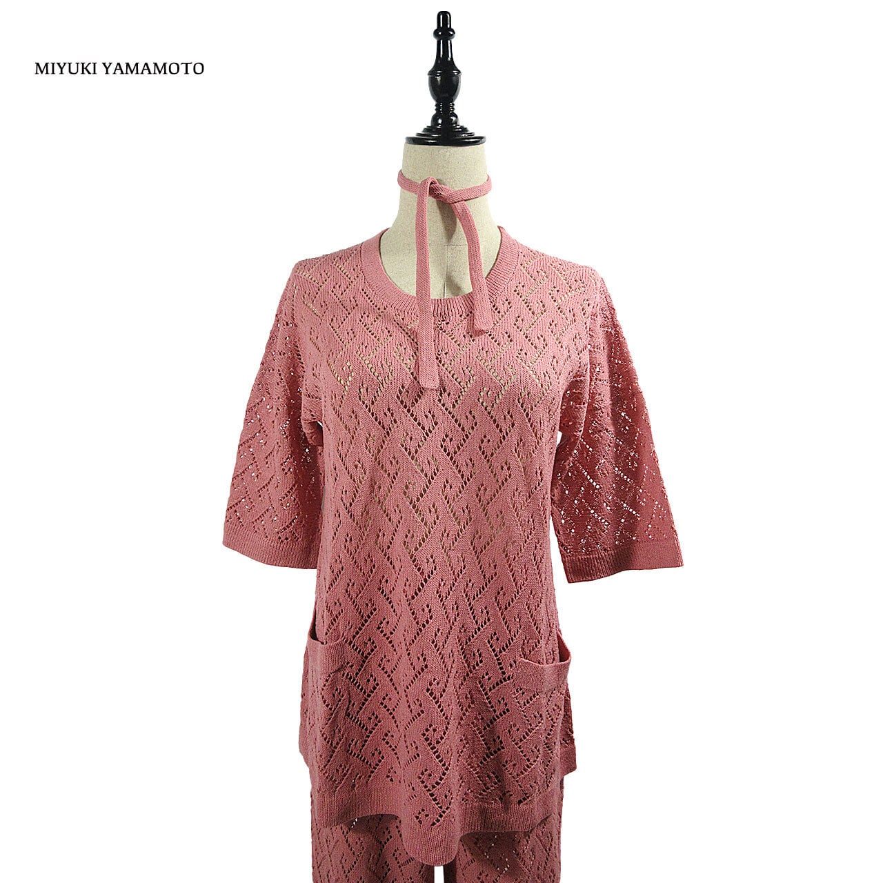 582 pink lace tops / ピンク レース トップス / レース編み / サマー