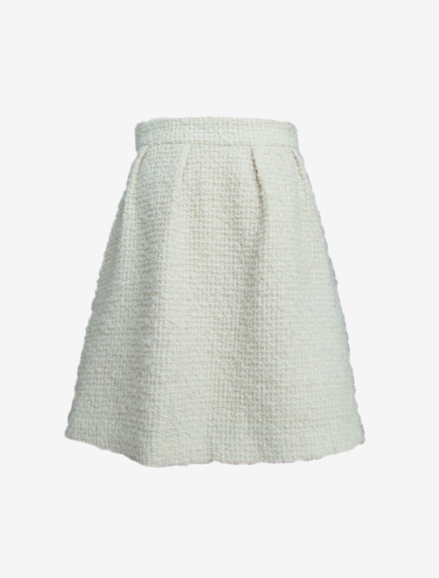 J&M DAVIDSON IVORY TWEED SKIRT