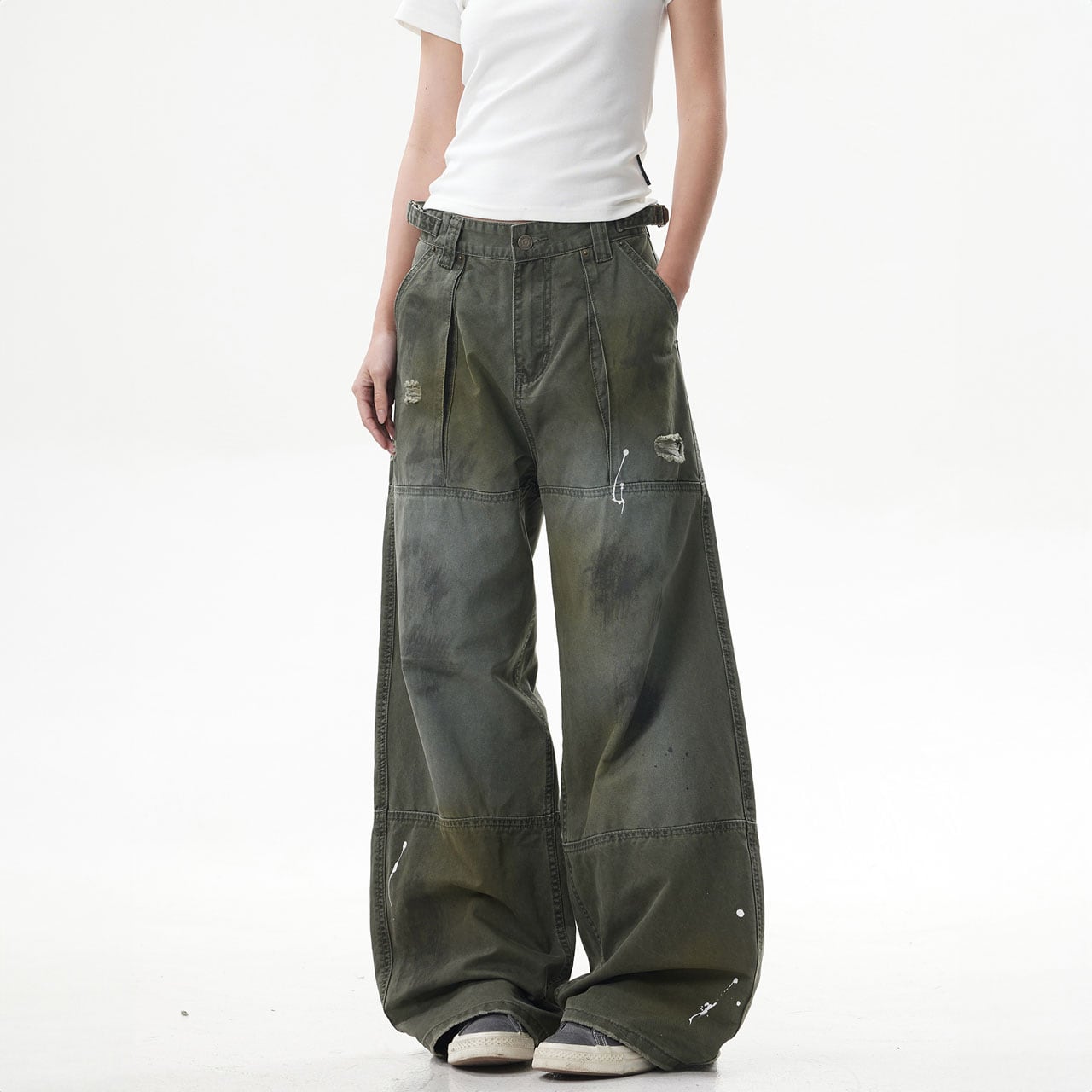 ペイントダメージワイドカーゴパンツ R00788