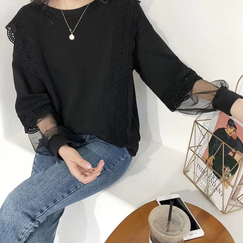 袖チュールレーストップス