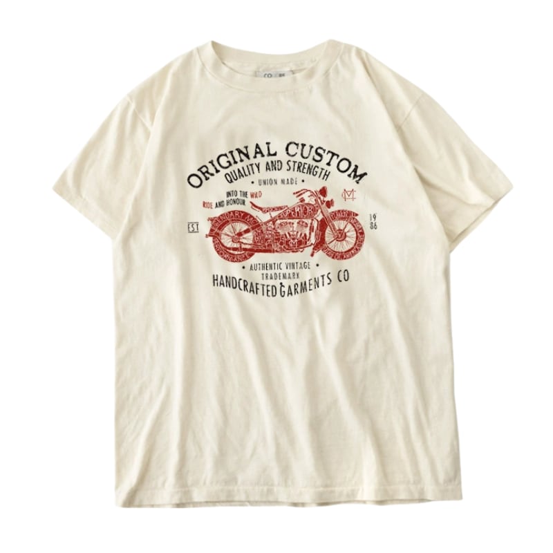 ヴィンテージバイク プリントTシャツ 3色 L0549