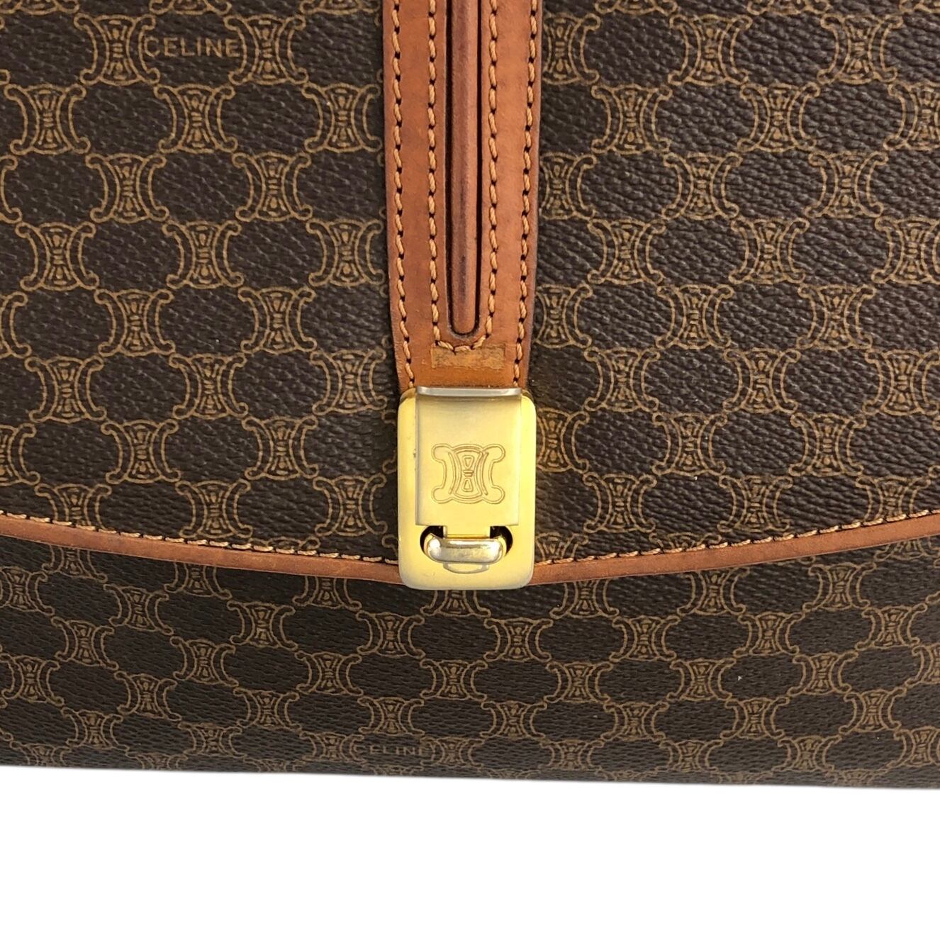 ★CELINE セリーヌ マカダム  ショルダーバッグ ブラウン ブラゾン PVC レザー  zskyr6 CELINE セリーヌ マカダム ショルダーバッグ ブラウン ブラゾン PVC