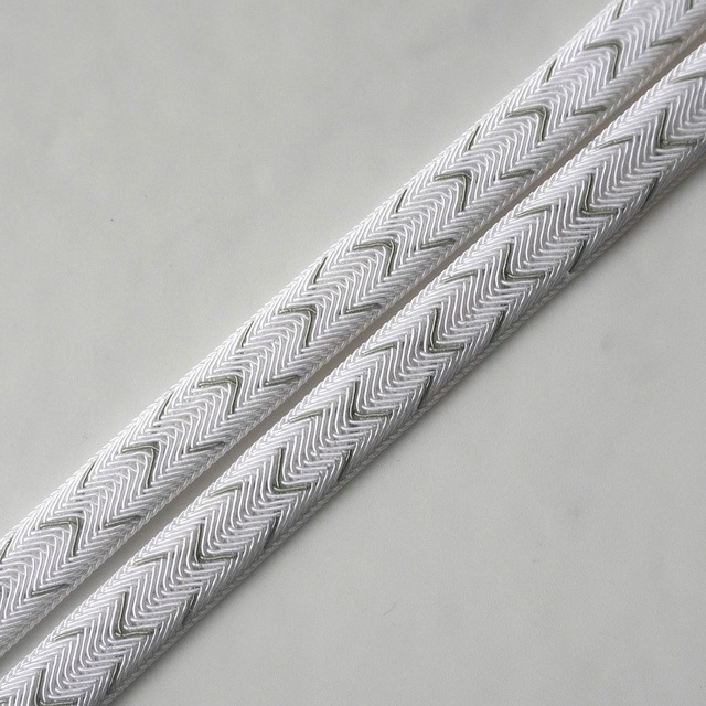 【帯締め】白×老竹色　レース大和組　夏用帯締め　No.250403㉗