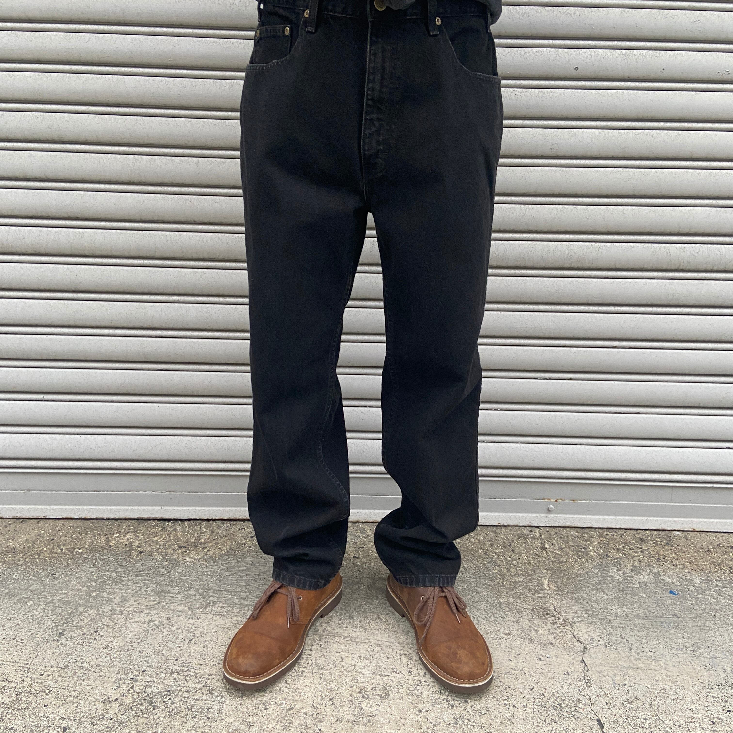 送料無料』90s Eddie Bauer ブラックデニムパンツ W34L30 メキシコ製 