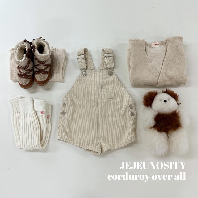 ［即納］jejeunosity corduroy short overalls cream
