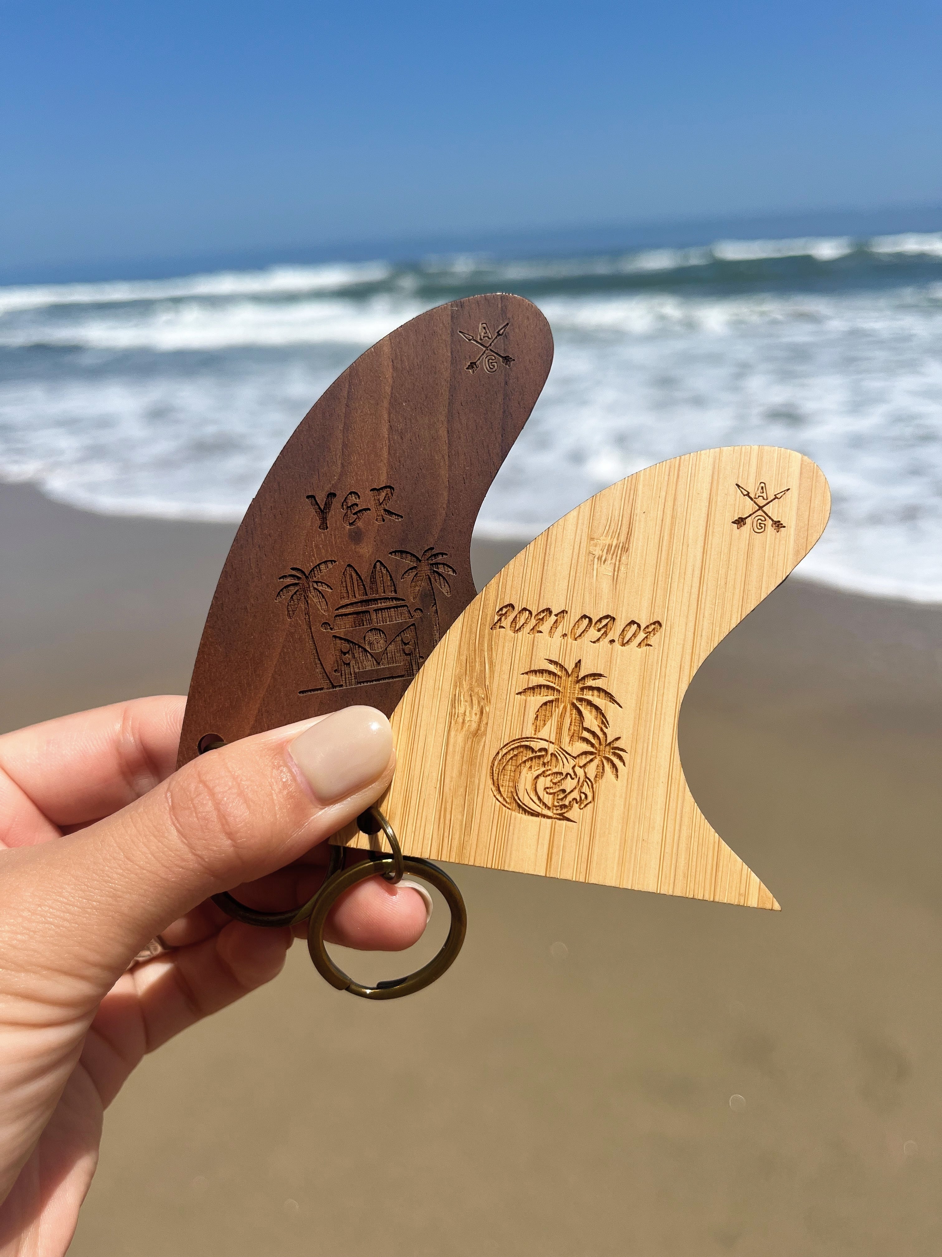Wood×wave resin fin key holder(wavy) | ALOHA GLASS