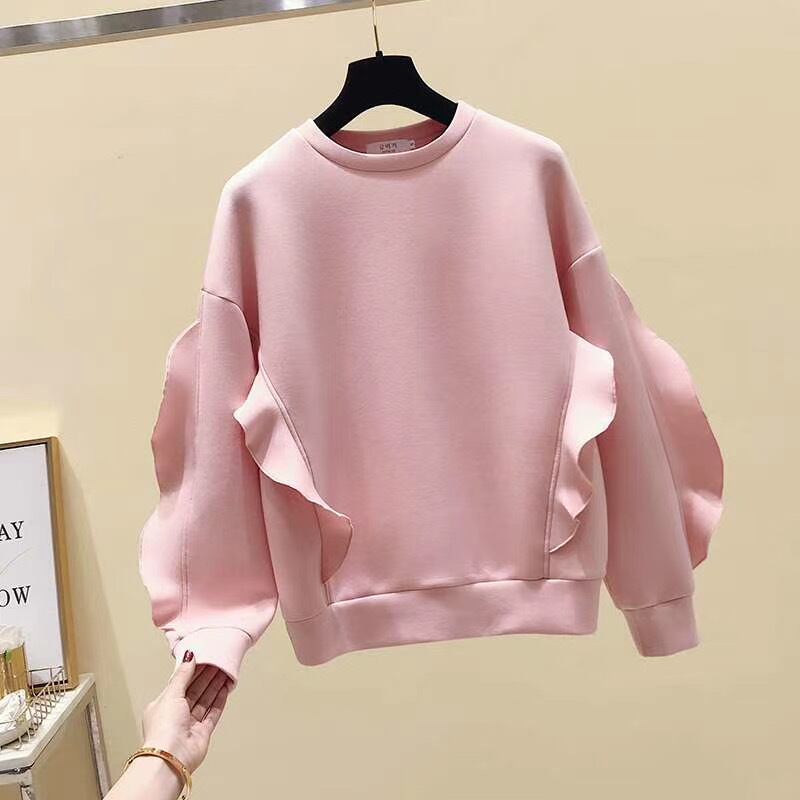 袖フリルスウェットトップス