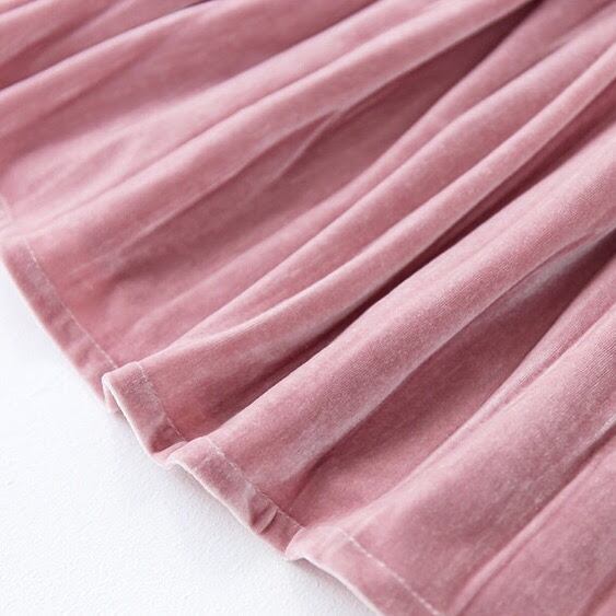 プリーツベロアロングスカート ベルベット ピンク | LILIANA