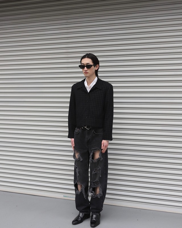 high rise destroy denim
