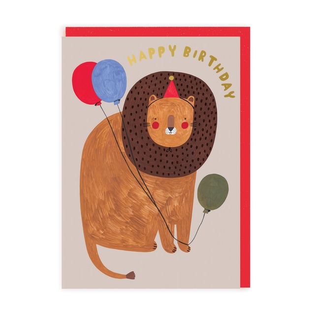 Lions with Balloons Birthday Card