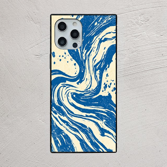 受注生産 iPhoneケース 青い渦巻きの水面マーブル｜水面模様 PABS047B