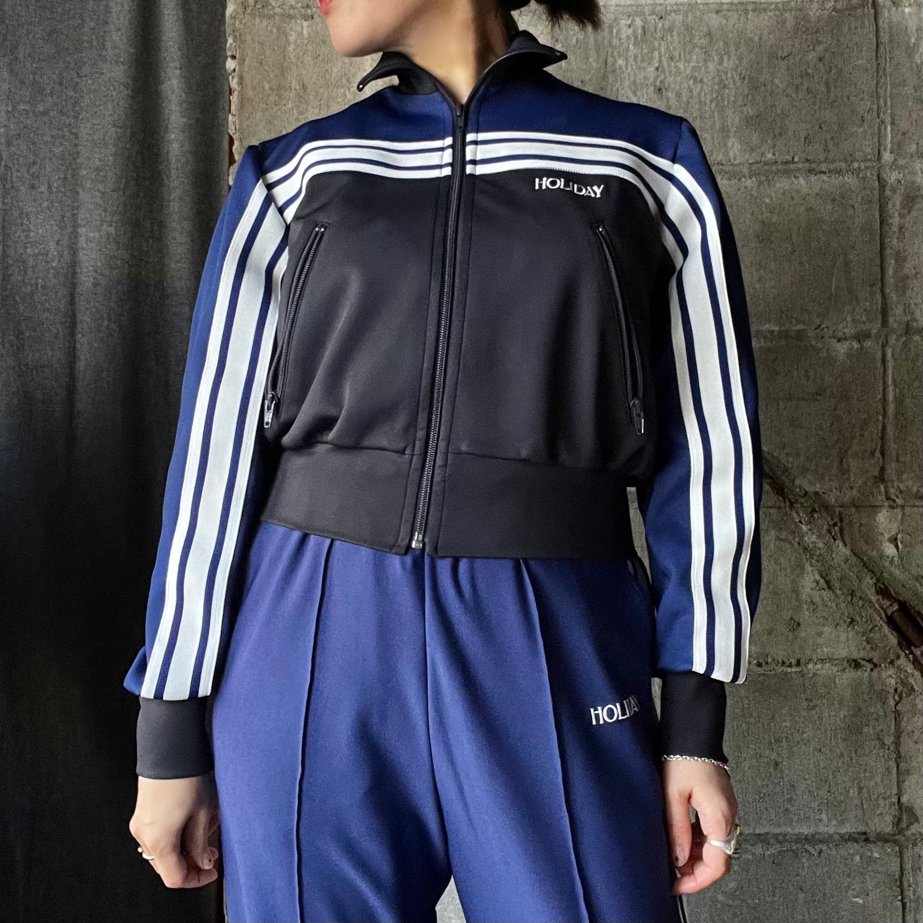 トップス holiday PUFF SLEEVE TRACK JACKET HOLIDAY】 puff sleeve track jacket (navy） | olaf