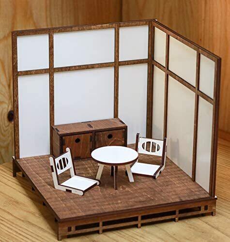 1/10スケールドールハウス 縁側と連結和室左右3点セット 家具付き