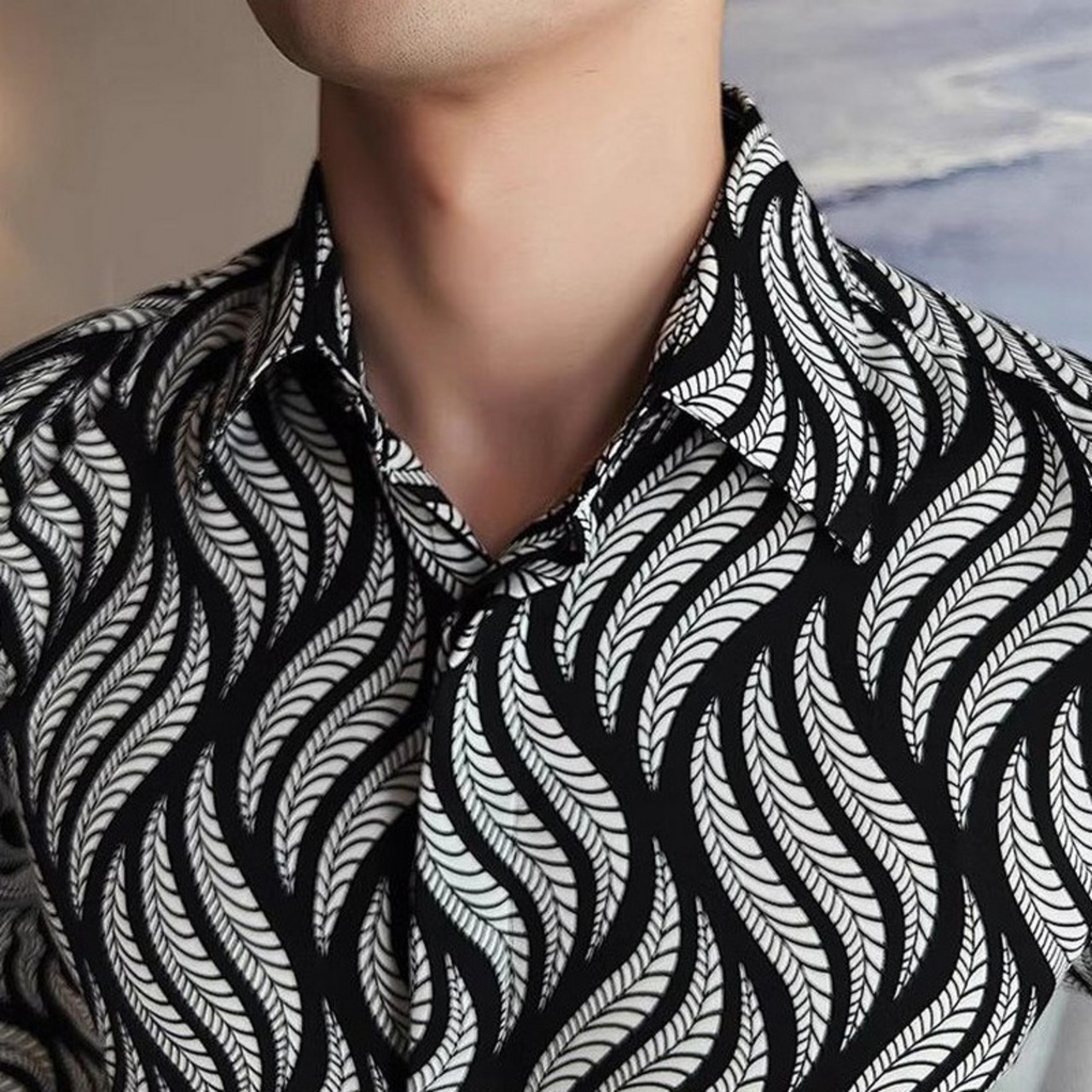 formal wear print shirt tops 00178