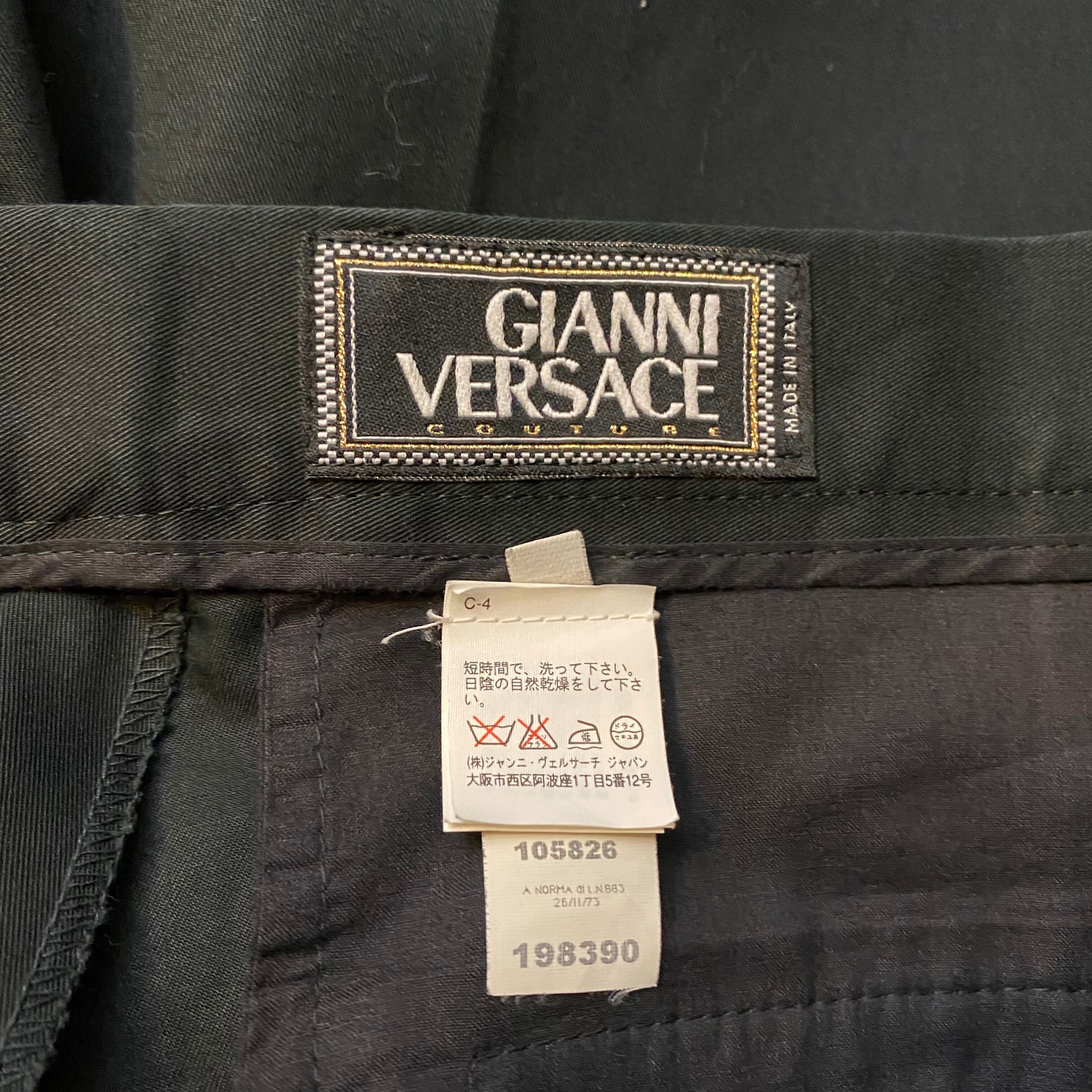 GIANNI VERSACE black color cotton wide pants | NOIR ONLINE
