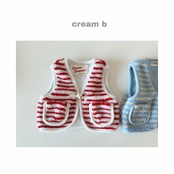 韓国子供服 / 26winter / cream bbang / ストライプボアベスト / キッズ / 冬服 *XS~XL*
