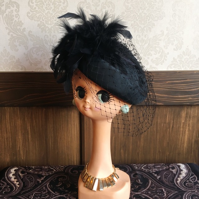 ブラック フェザーハット