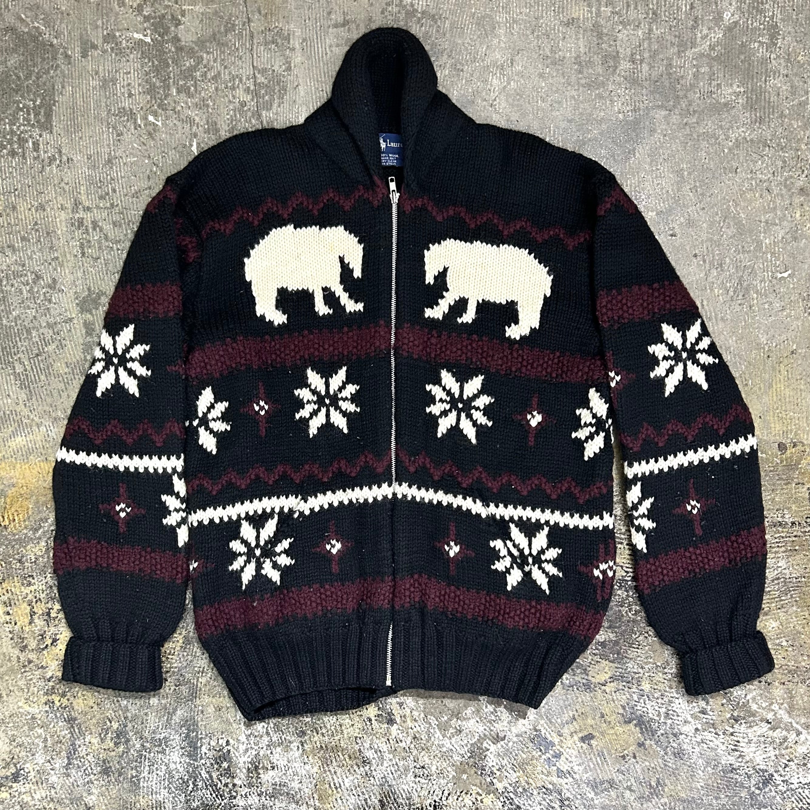 90s Ralph Lauren "HAND KNIT" Zip-up Cowichan Knit