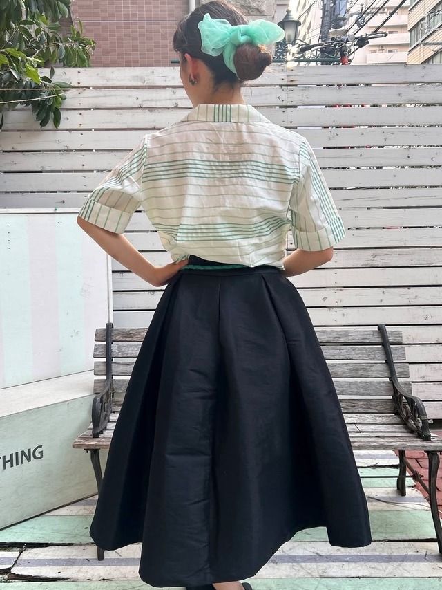 50's mint green monogram strip blouse
