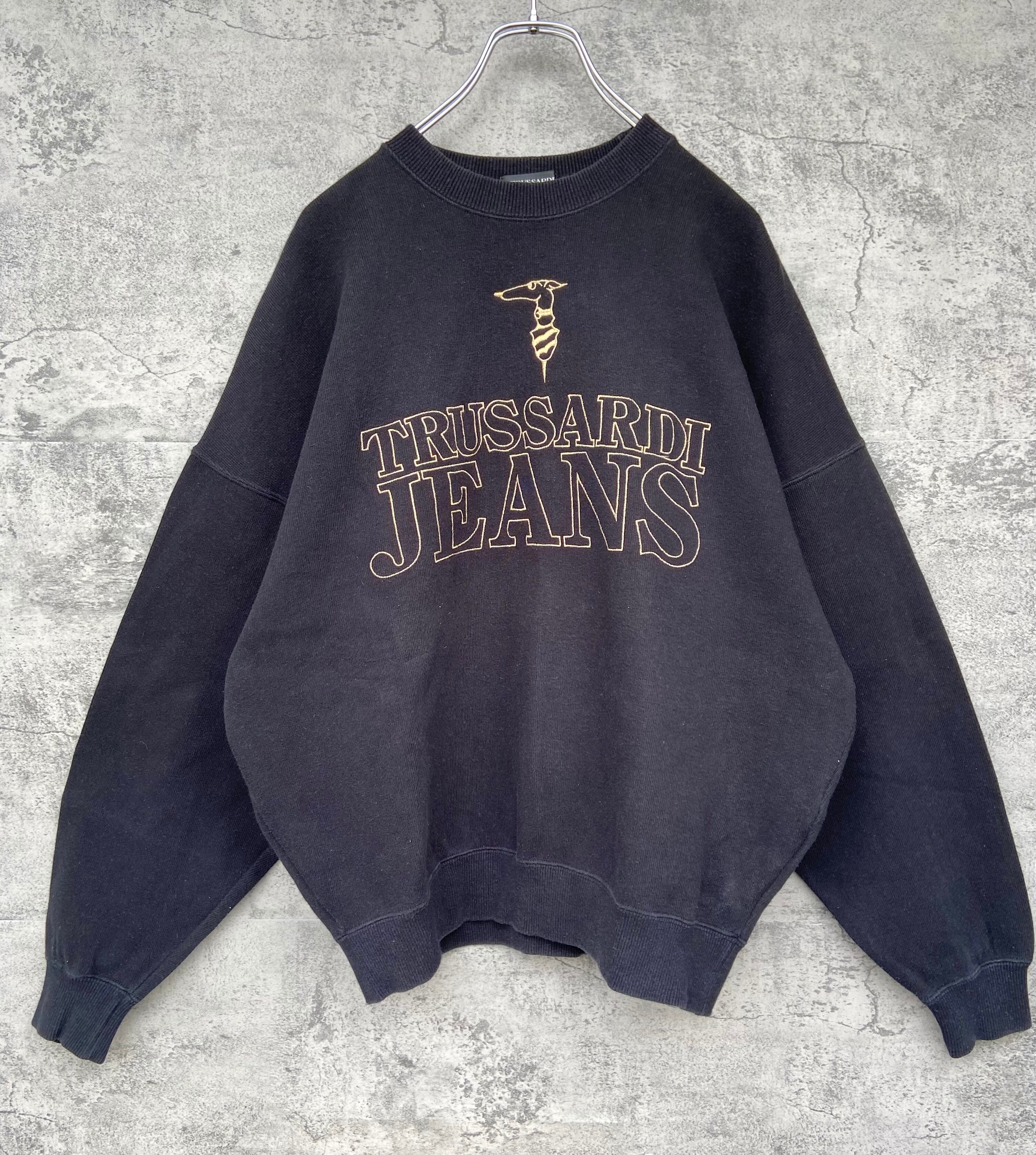 90s vintage TRUSSARDI トラサルディ 刺繍 スウェット 黒　 | 【古着  らくふる】ビンテージ&リメイク専門のオンライン古着SHOP powered by BASE