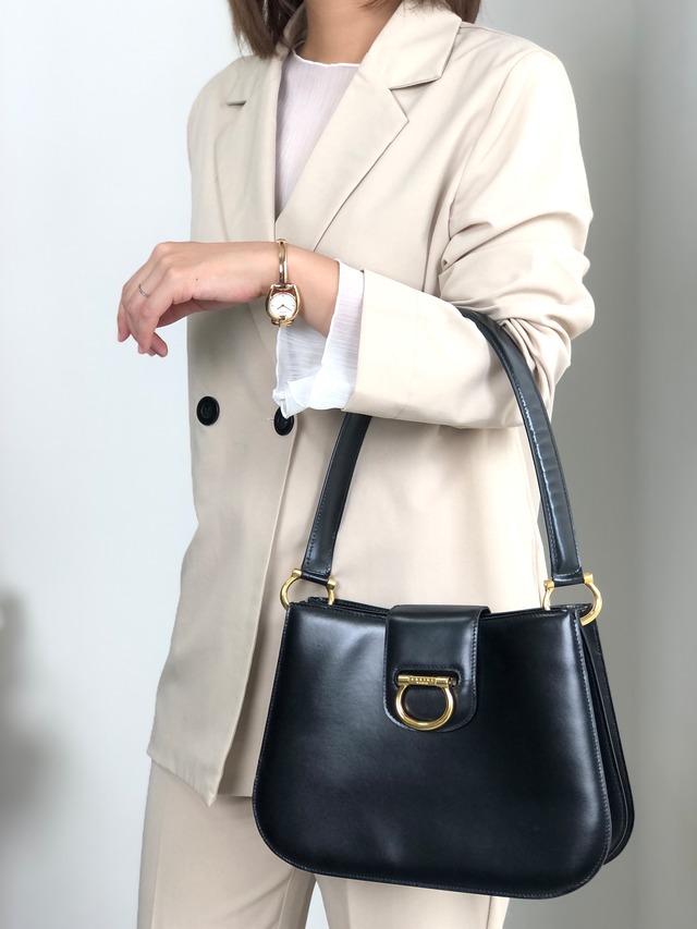 CELINE セリーヌ ショルダーバッグ ブラック ホースビット レザー セミショルダーバッグ vintage ヴィンテージ オールド snekiw