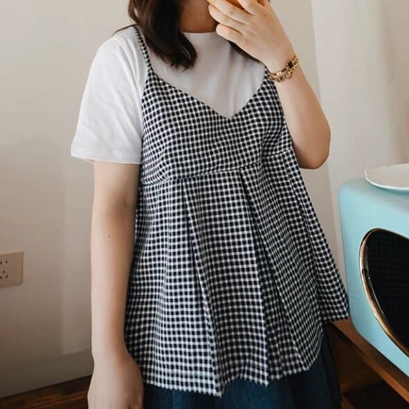 フェイク2ピース キャミチュニック Tシャツ L1431