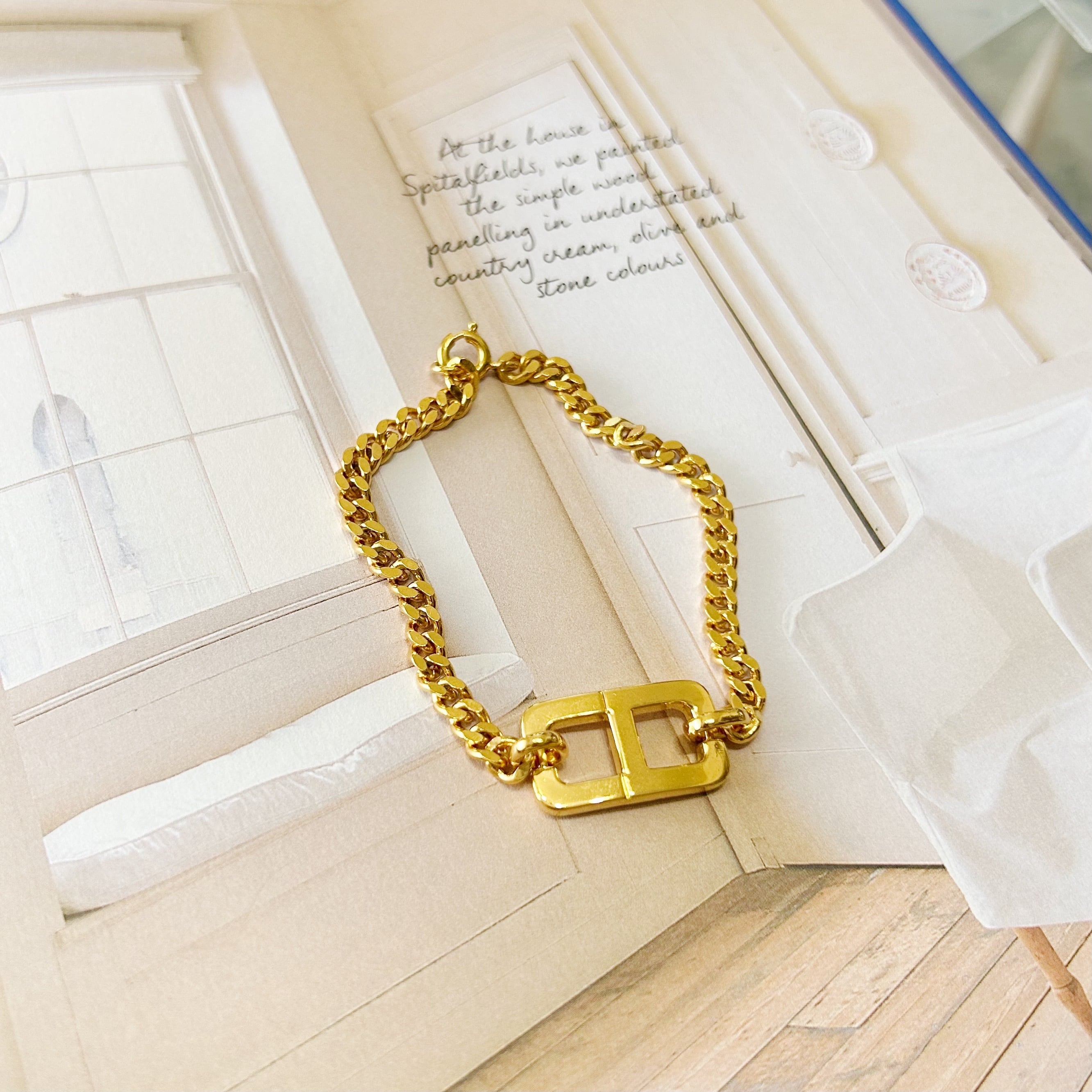 B8046】Christian Dior logo chain bracelet/クリスチャンディオール
