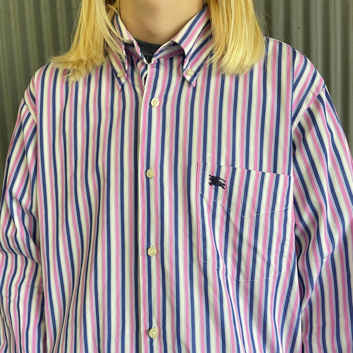 BURBERRY LONDON バーバリー ストライプ 長袖シャツ メンズM 古着 